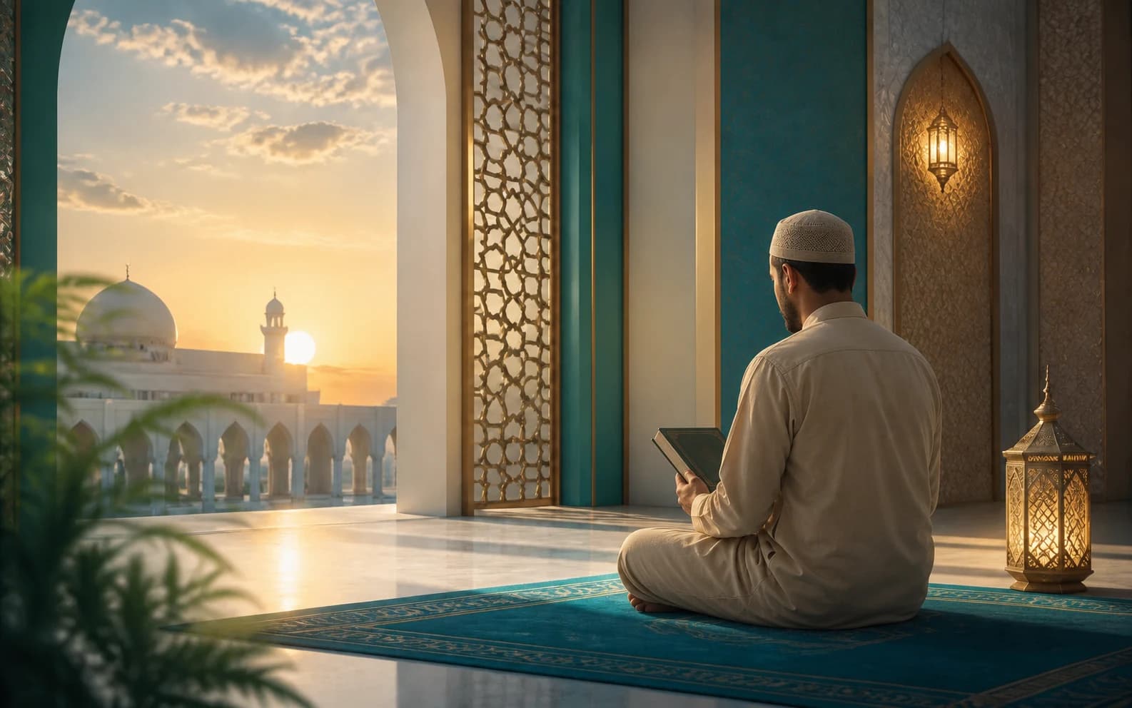 Un musulmán recitando en una mezquita durante Maulidur Rasul